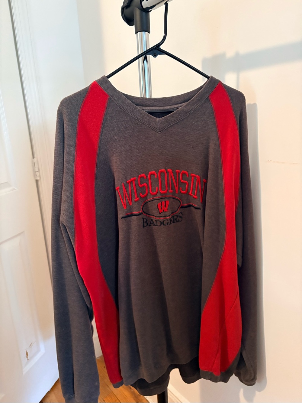 Cascade Athletic Gray Crewneck Sweatshirt with Red Accent